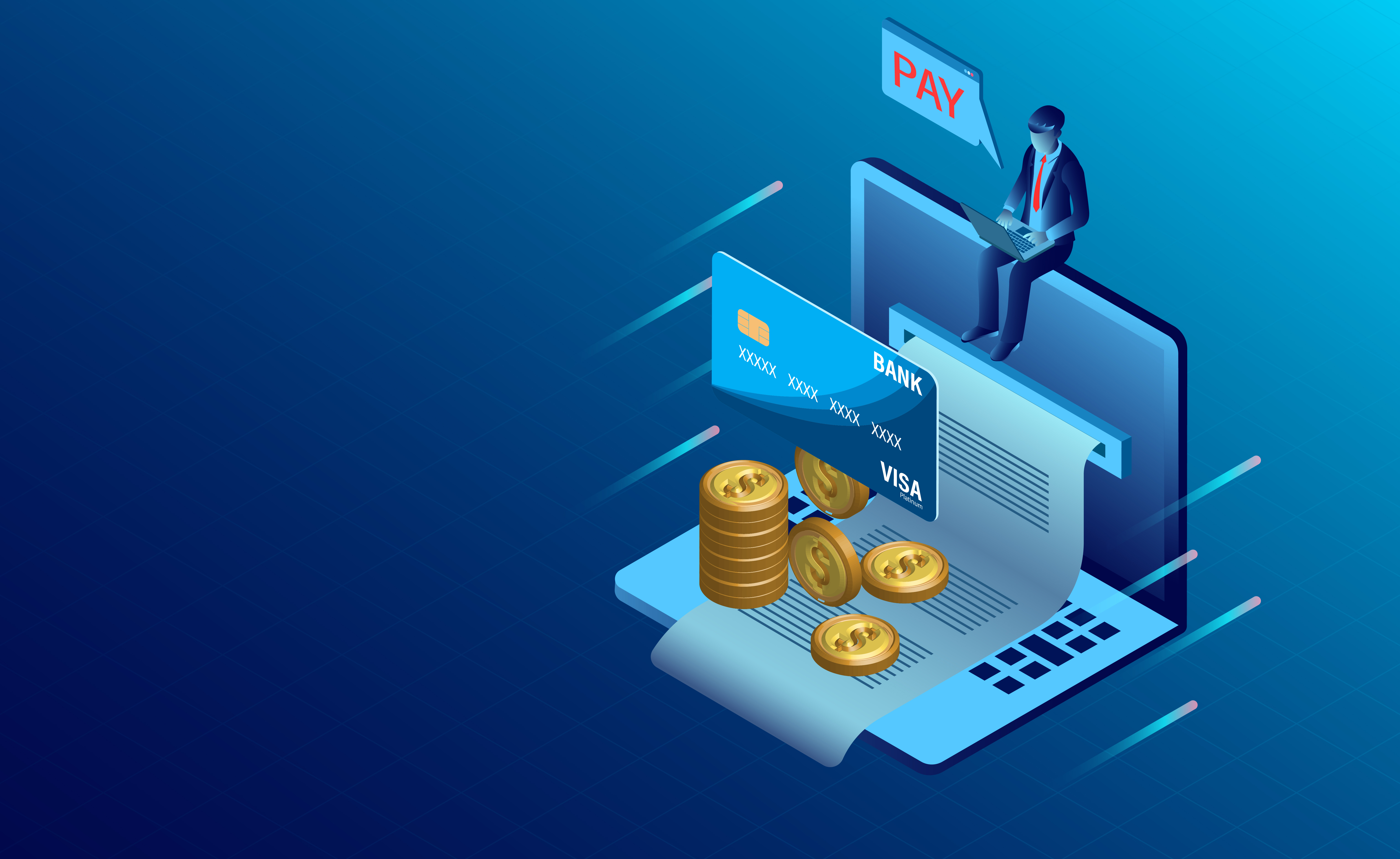 electronic bill payment paper receipt flat isometric vector of computer payment shoping banking