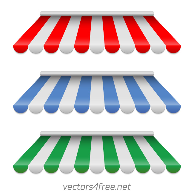 colorful striped awnings vector illustration