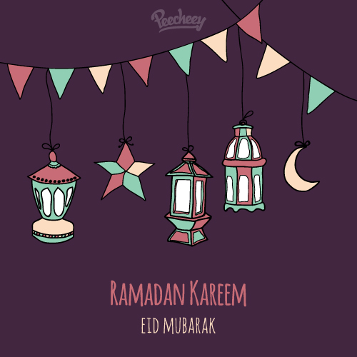 ramadan kareem greeting card drawing style