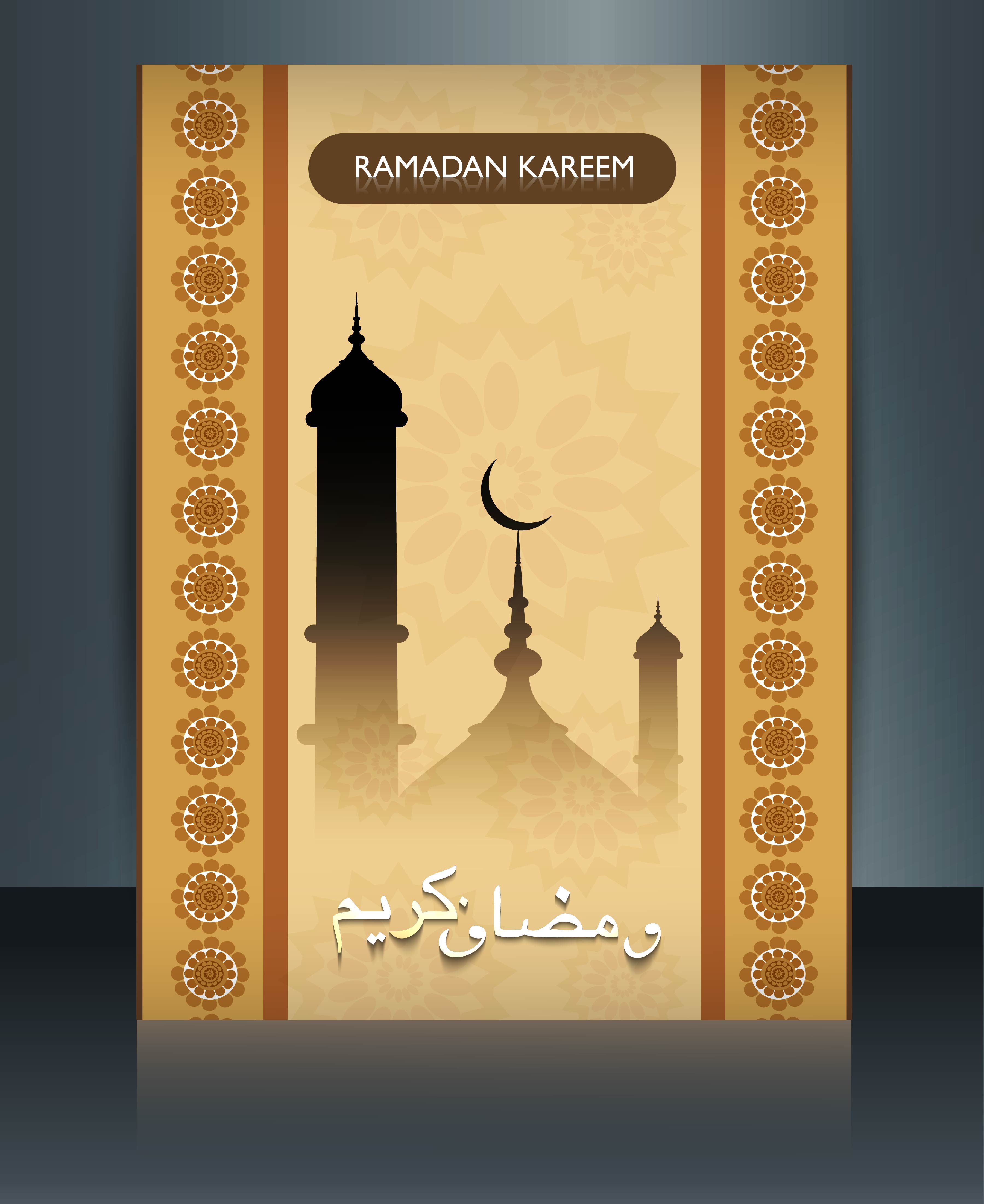 ramadan kareem mosque colorful template vector