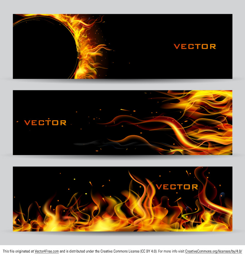 fire banner vector set