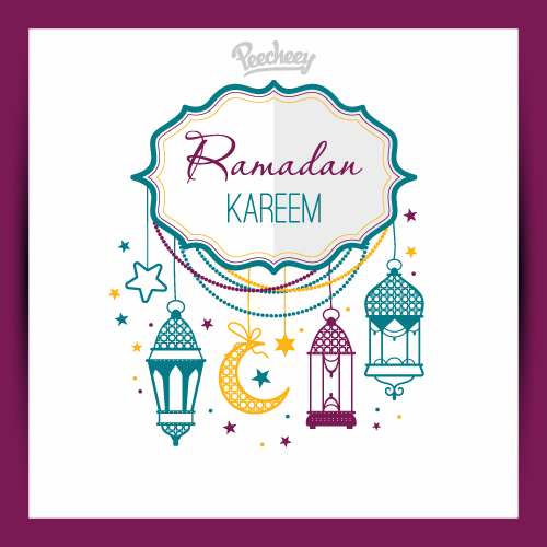 colorful greeting card for ramadan holiday