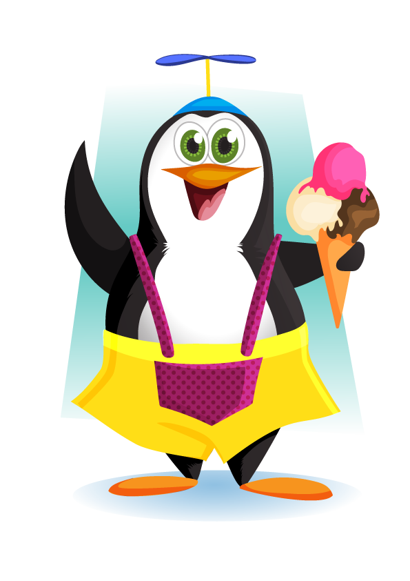 vector penguin holding ice cream