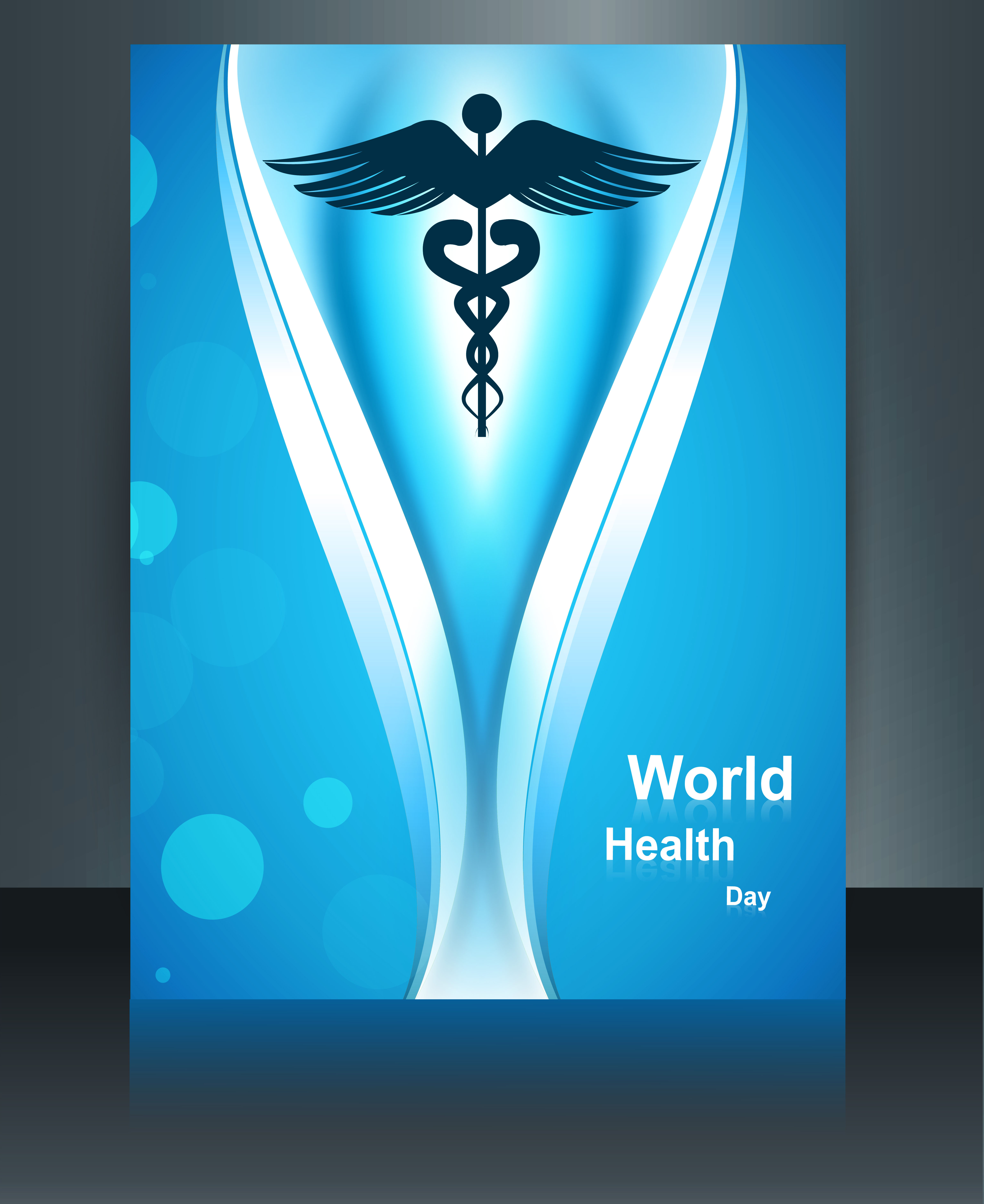 caduceus medical symbol brochure colorful template world health day reflection design vector