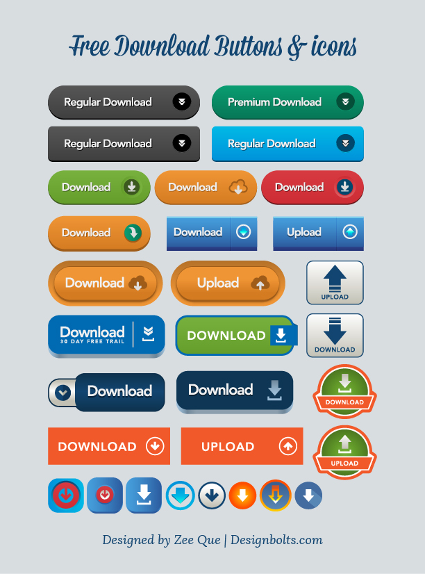 free vector download upload buttons icons