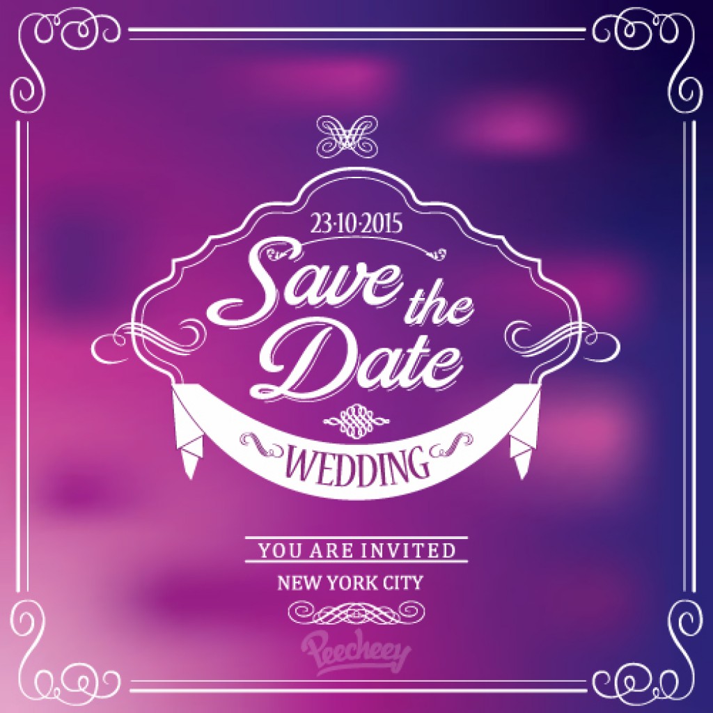 purple wedding invitation