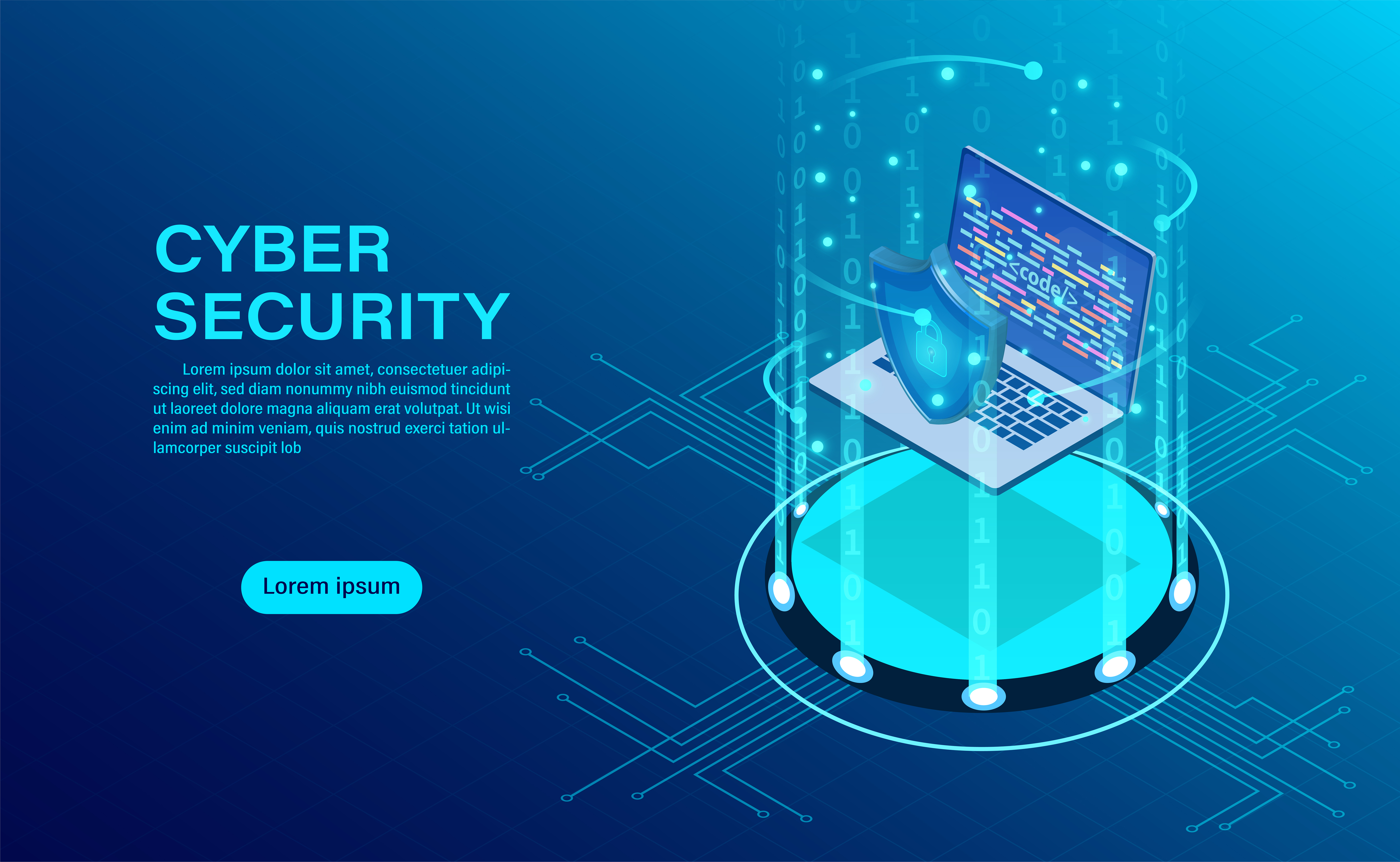 cyber security concept banner with businessman protect data and confidentiality and data privacy protection concept with icon of a shield and lock flat isometric vector illustration