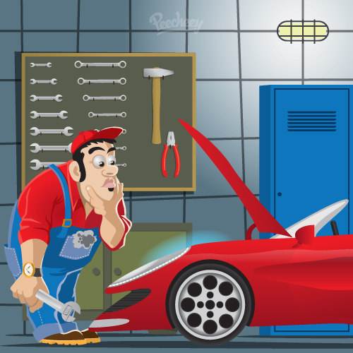 mechanic workshop illustration