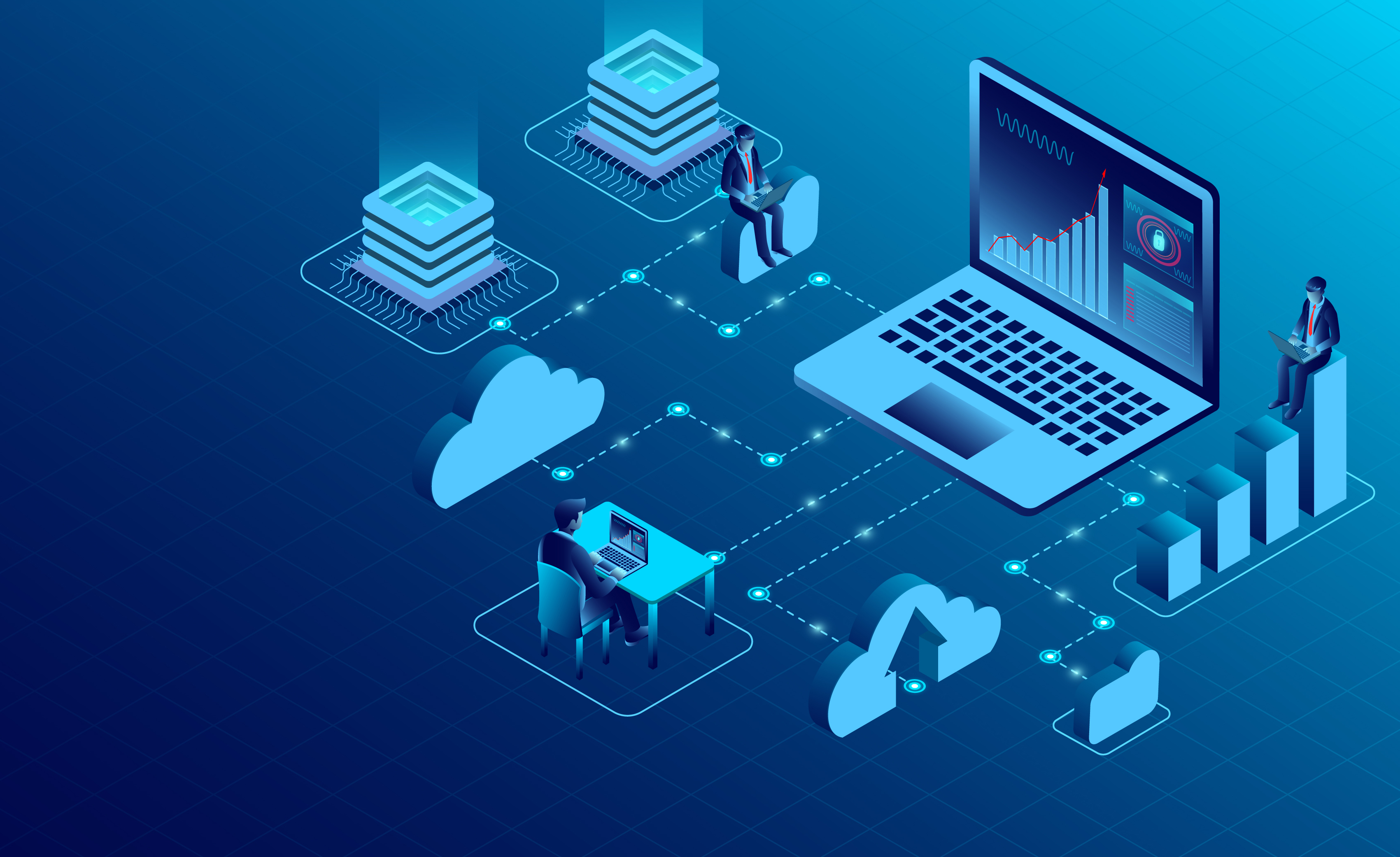 digital technology concept cloud computing new innovative ideas isometric vector illustration