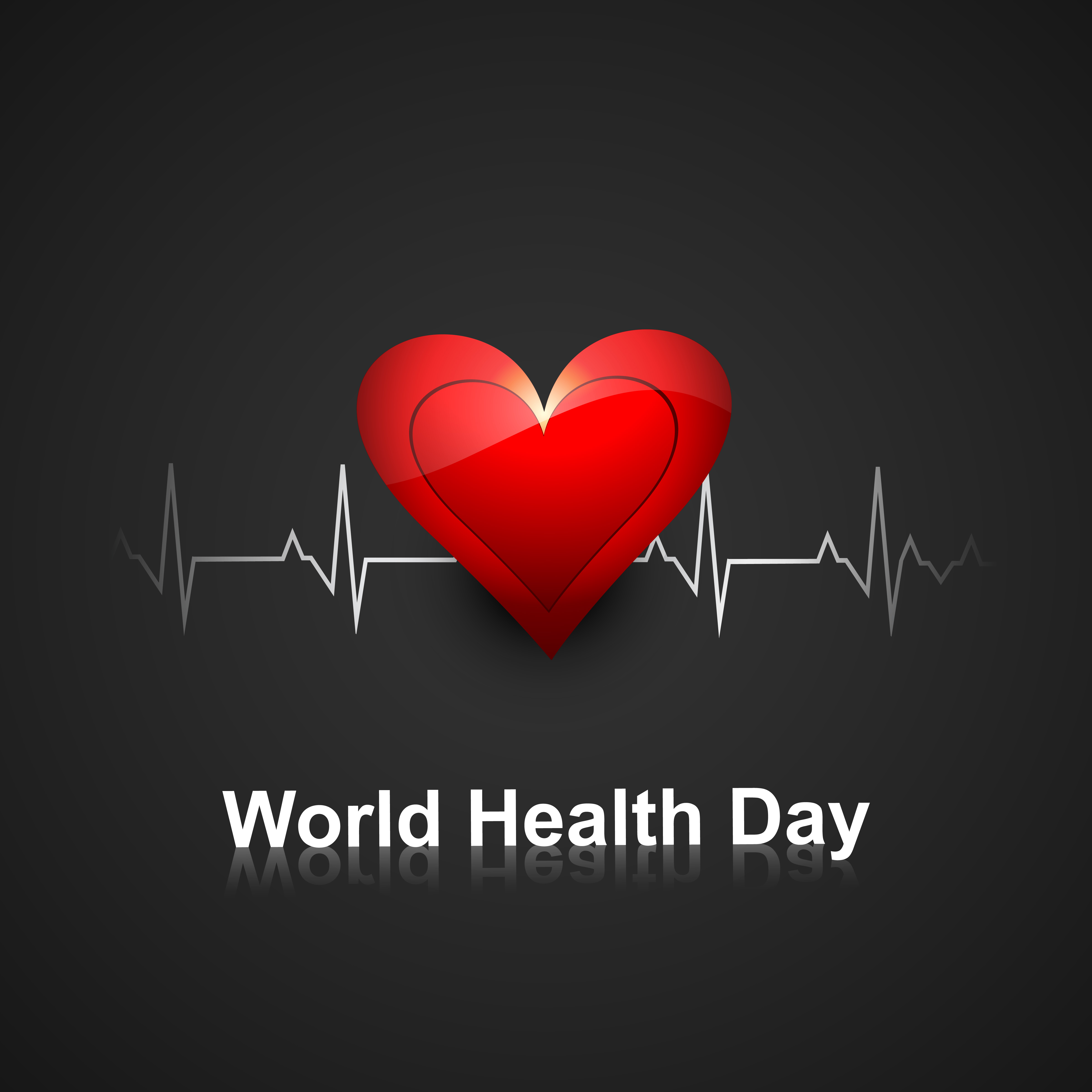 world health day concept with heart beats blue colorful medical vector background