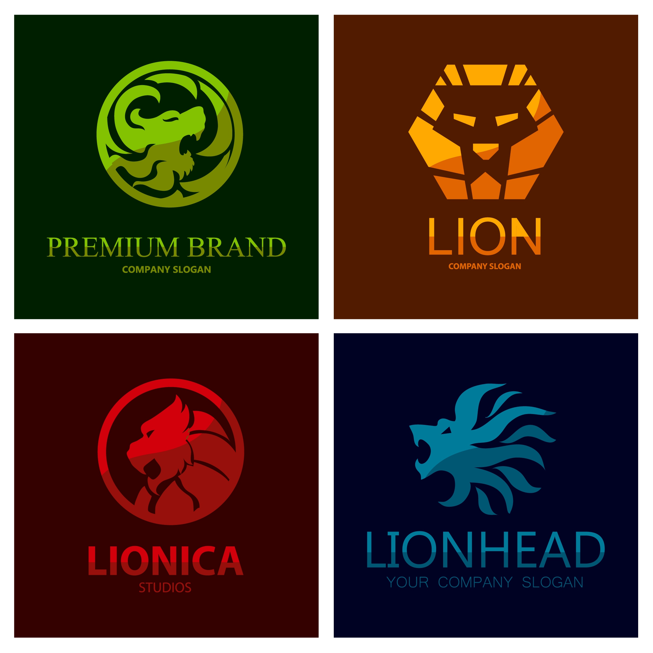 logo sets design with isolated lion emblems