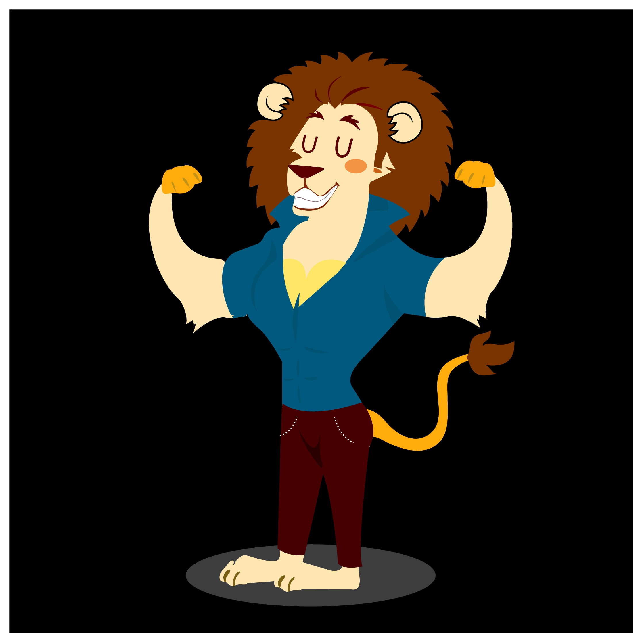 lion character design with hipster style