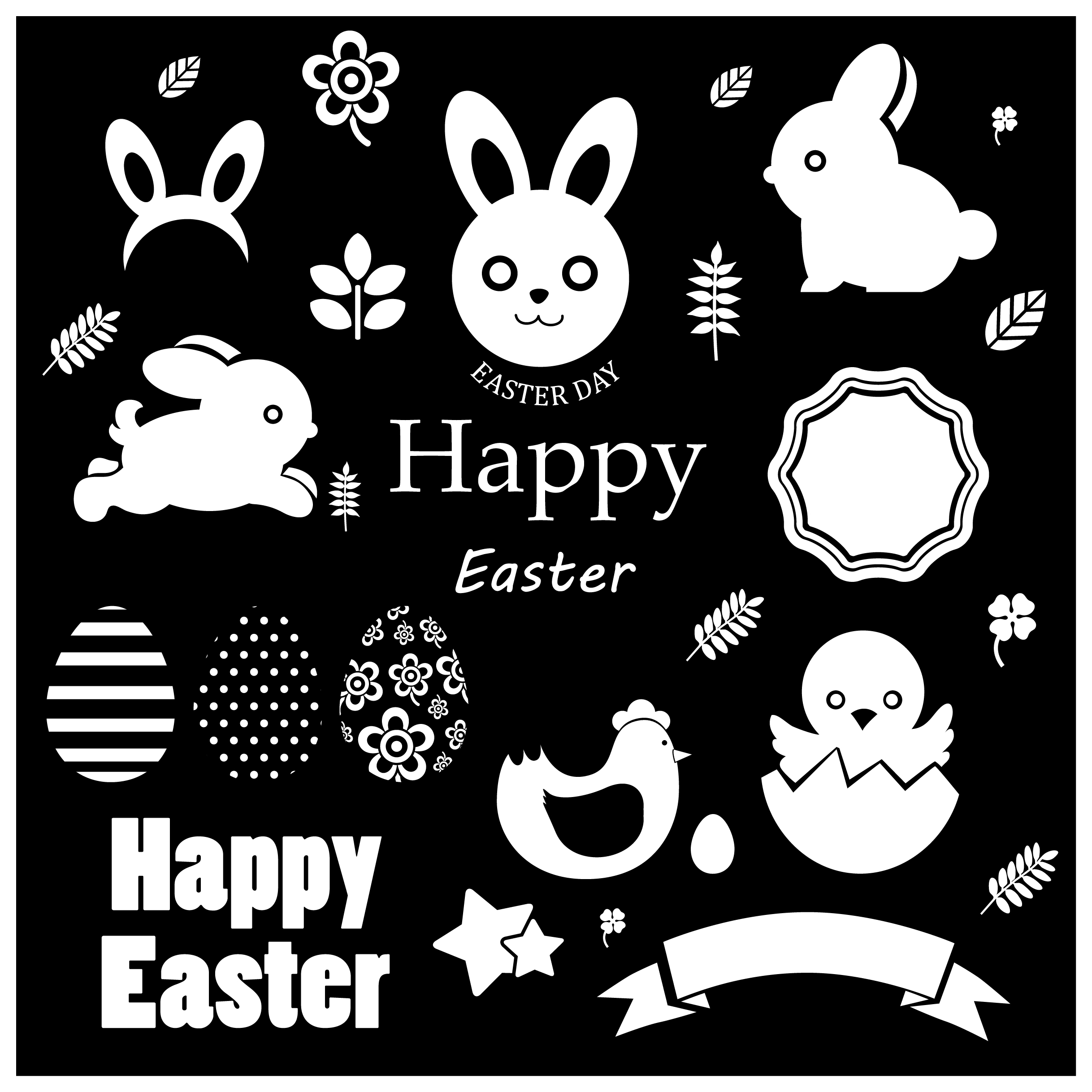 easter design elements illustration on dark background