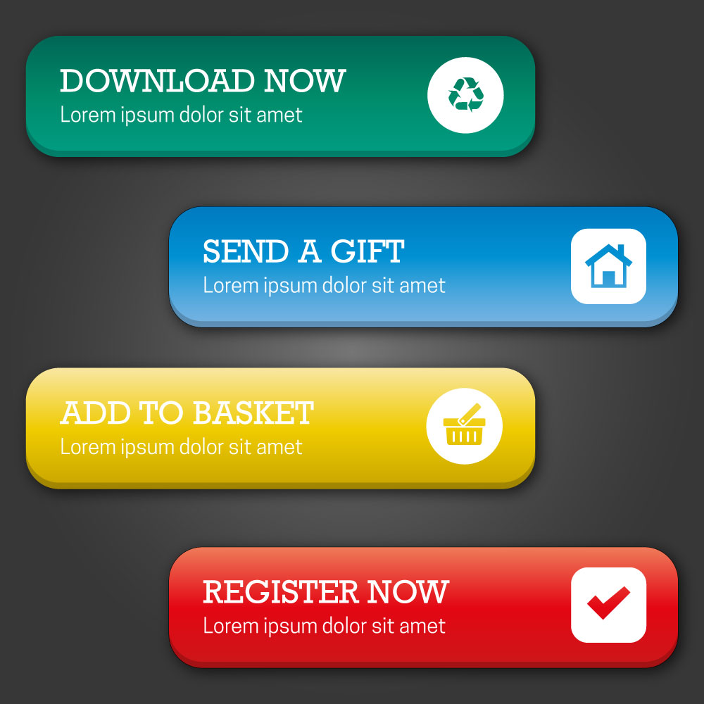 website design elements with user interface buttons