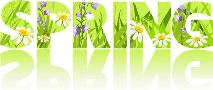 green spring text design vector