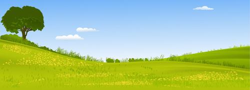 beautiful fields landscapes vector set