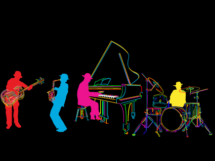 color lines musical instruments vector