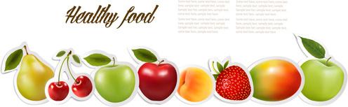 shiny fruits sticker vector set graphics