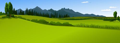 beautiful fields landscapes vector set