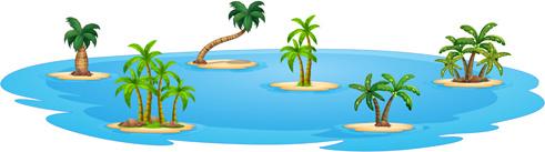 sea islands palm tree vector