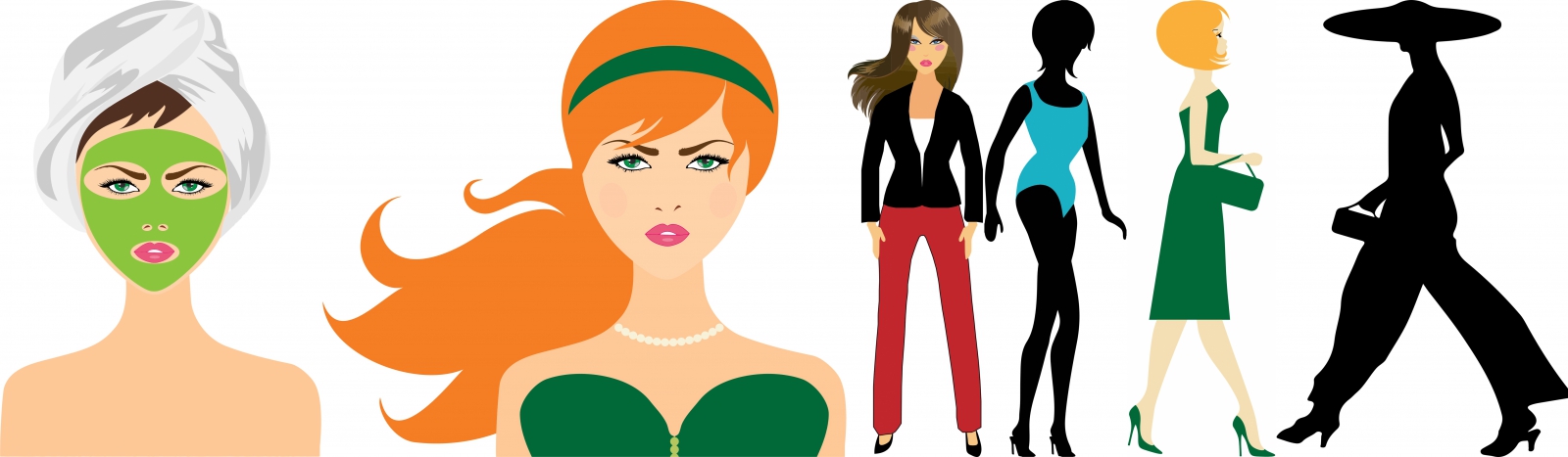 ladies and fashion vector illustration in colored style