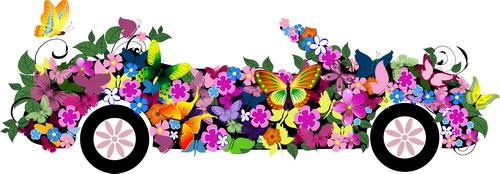 beautiful floral car design graphics