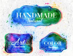 creative watercolor labels vector