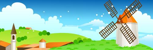 beautiful cartoon landscapes vector set