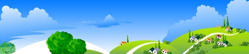 beautiful cartoon landscapes vector set