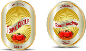 ketchup label stickers creative vector