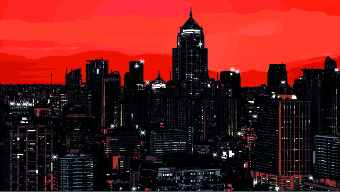 draw nightlife city design vector