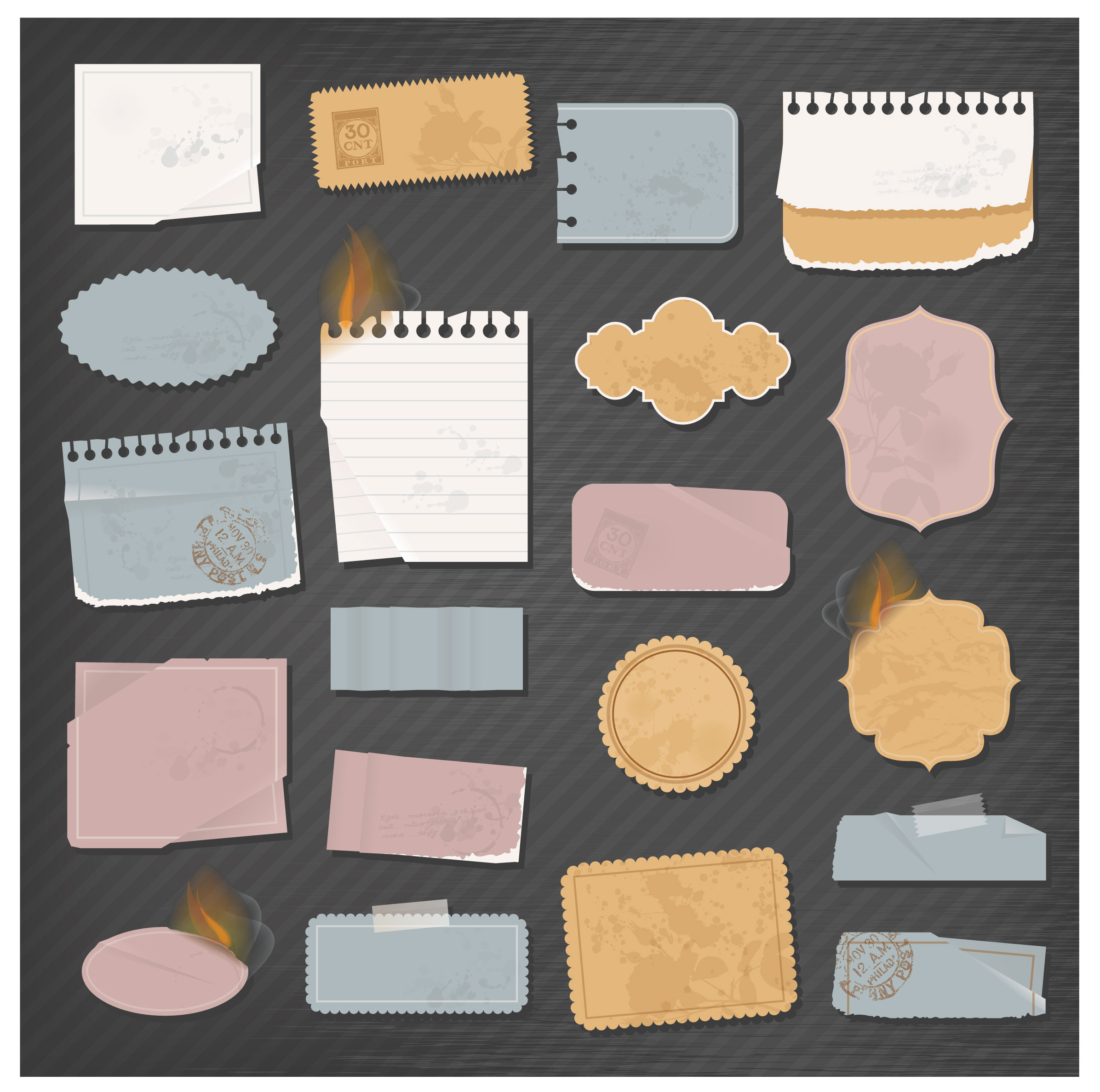 paper decorative elements flat classic shapes