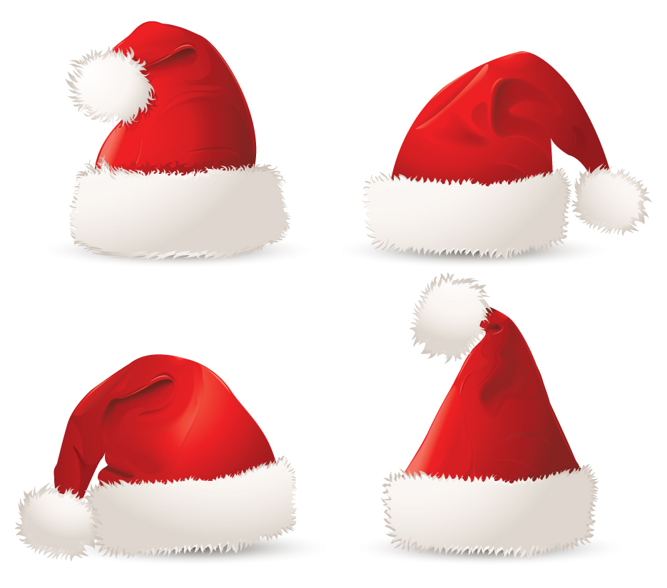 christmas hats icons modern red white sketch