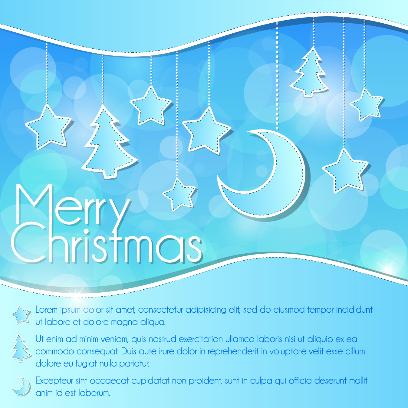 christmas banner template shiny bokeh blue decor elements