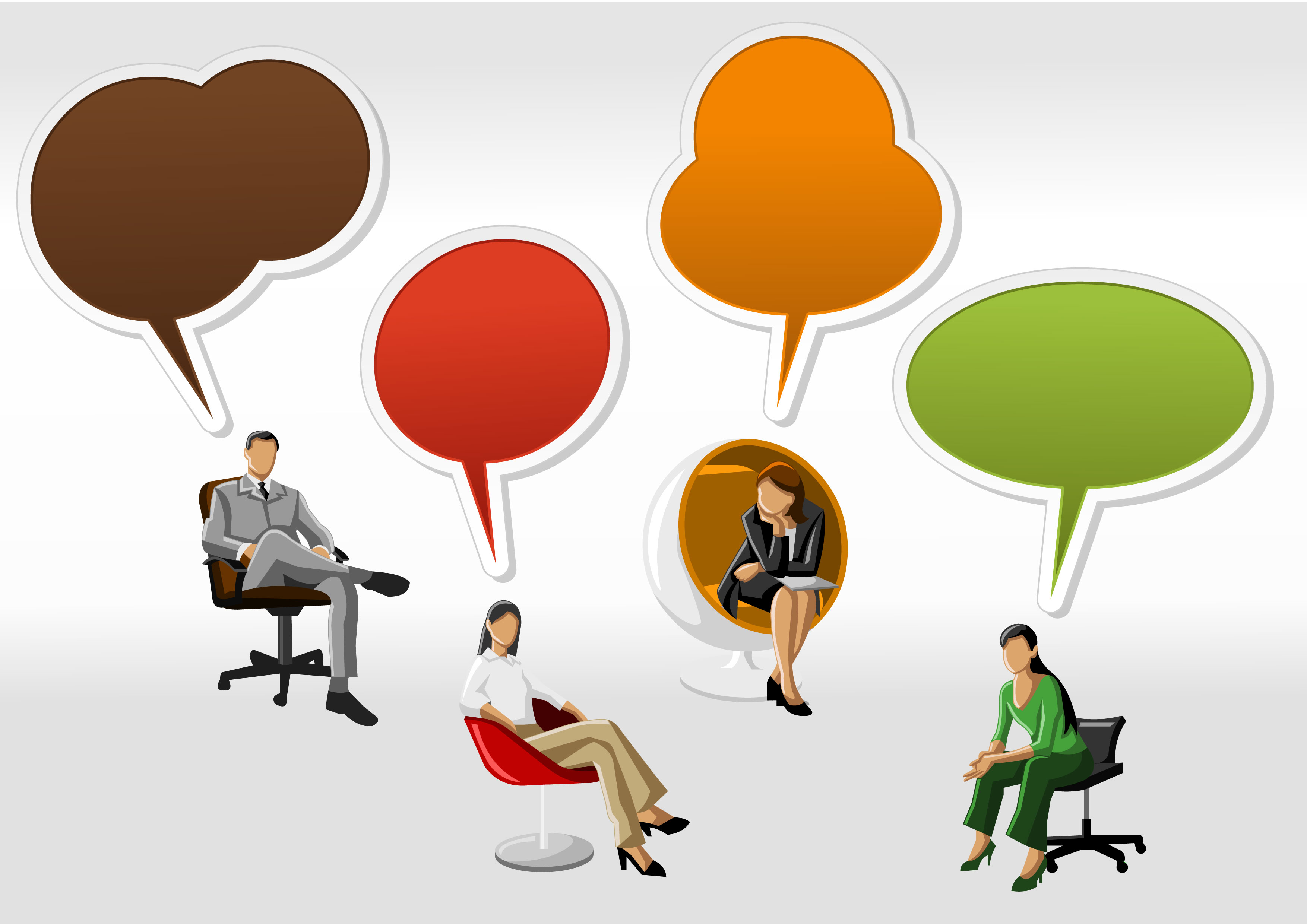 work communication icons business human speech bubbles sketch