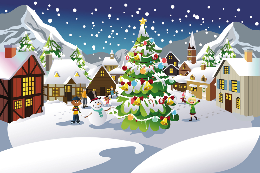 christmas scene background dynamic colorful cartoon design