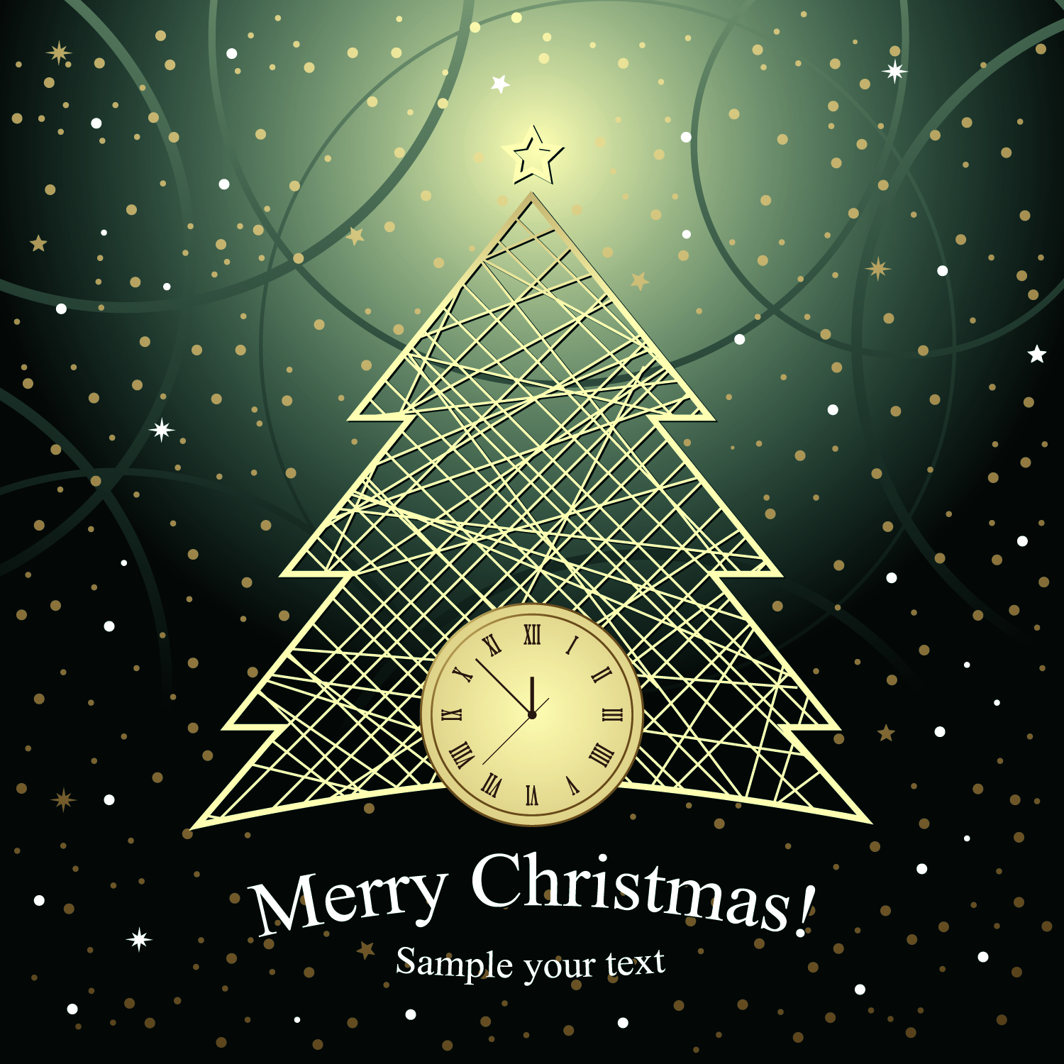 christmas banner template fir tree geometry clock elegance