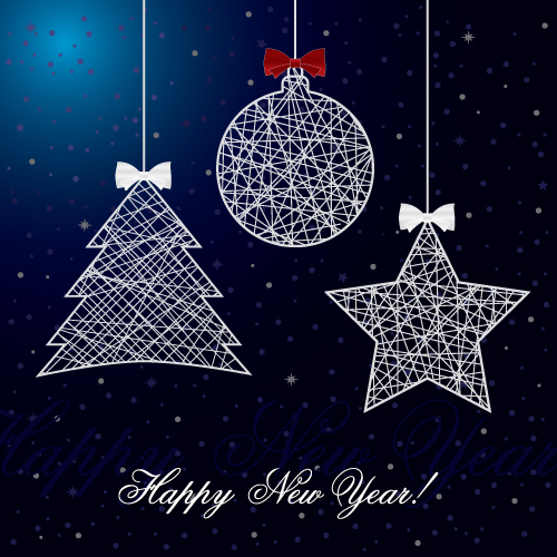 new year banner template flat geometric christmas baubles