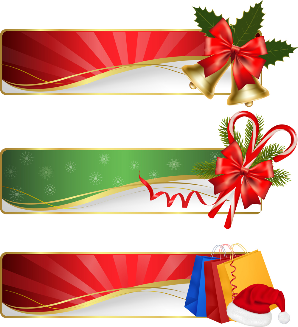 christmas banner decor elements modern colorful symbols sketch