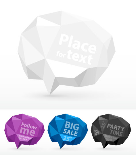 decorative speech bubble template 3d diamond lowpoly shapes