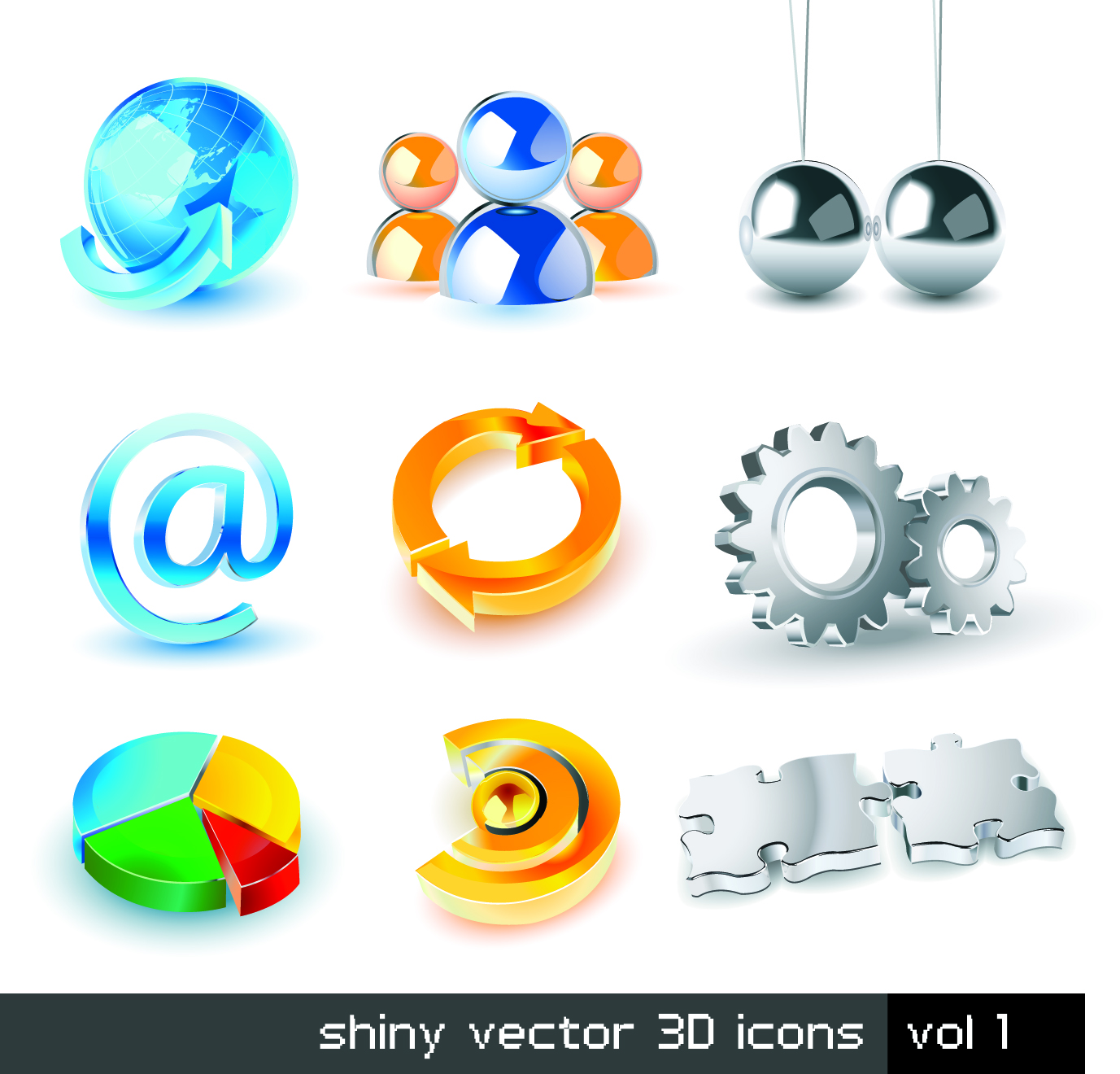 business icons shiny modern 3d symbols sketch