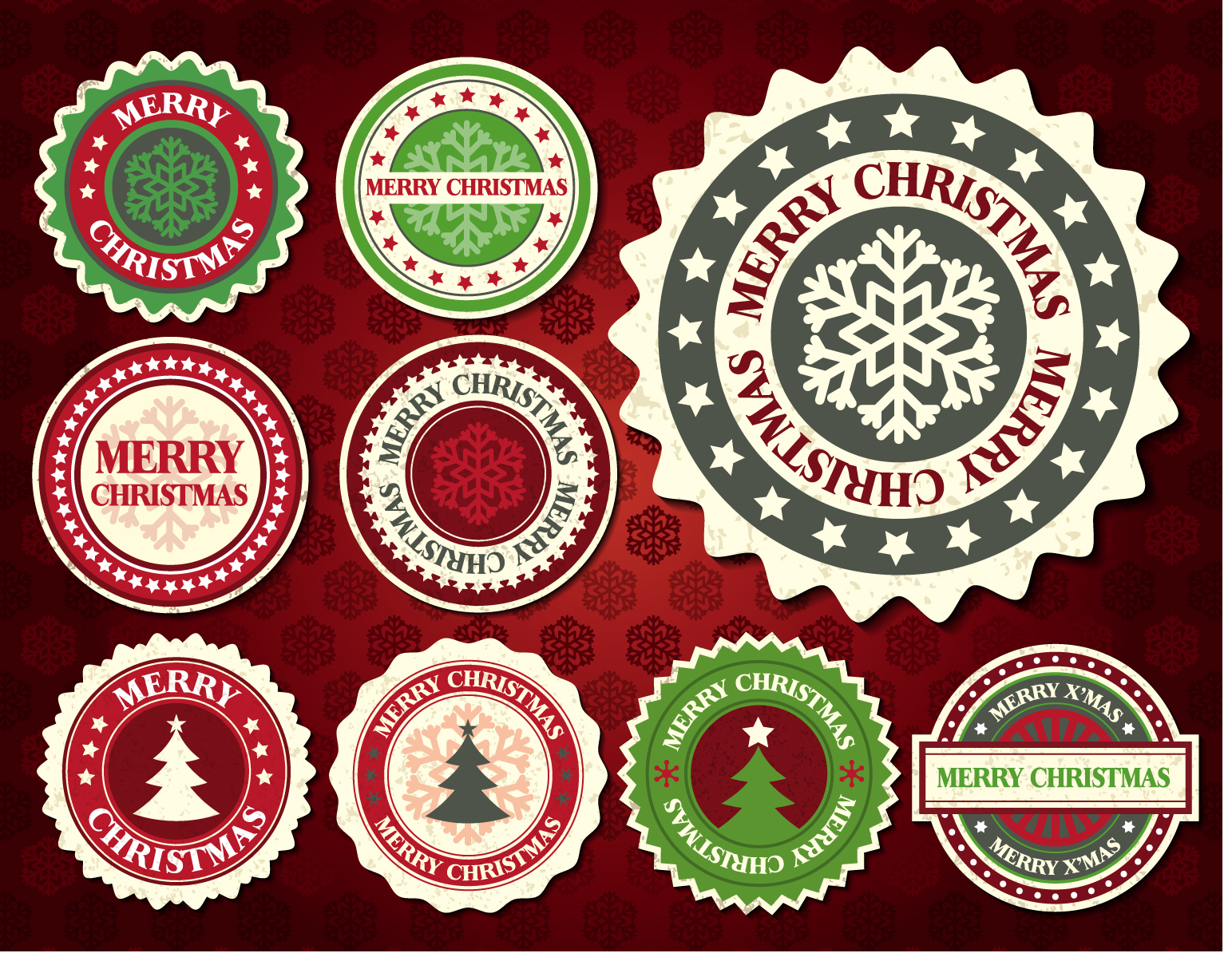 xmas label templates circle shapes classic symbols decor