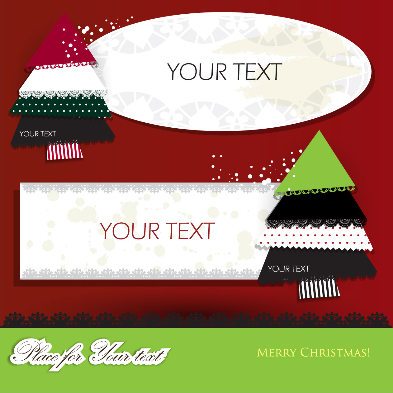 xmas cover template flat colorful lace fir trees