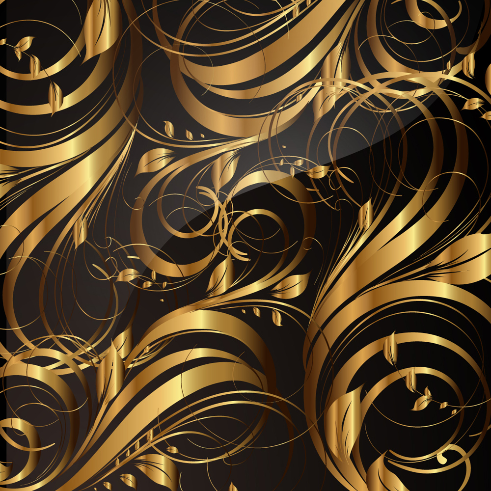 decorative pattern template luxuxy dark golden dynamic curves