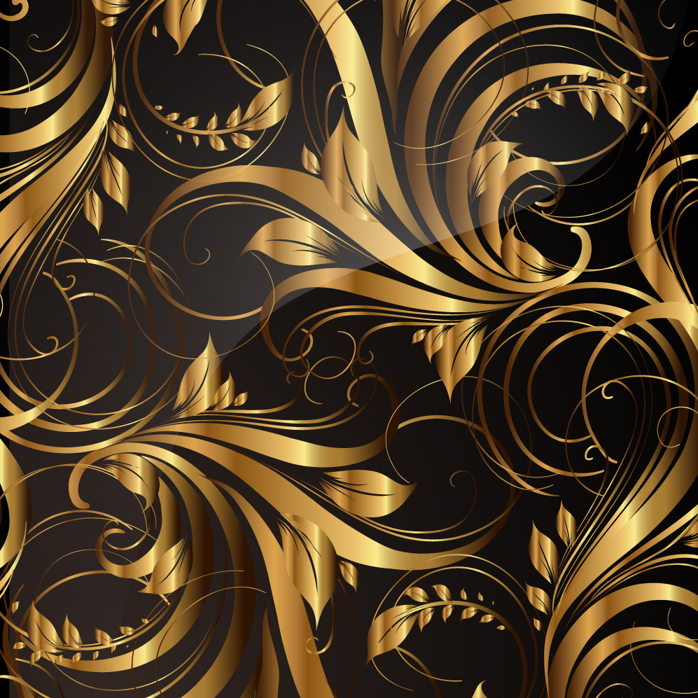 decorative pattern template luxury dynamic golden curves leaf