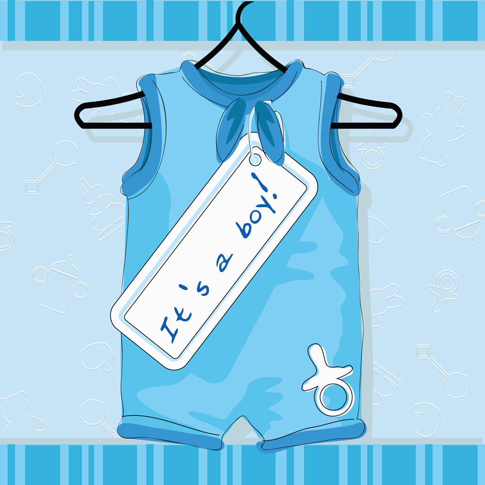 baby shower card background hanging clothes sketch