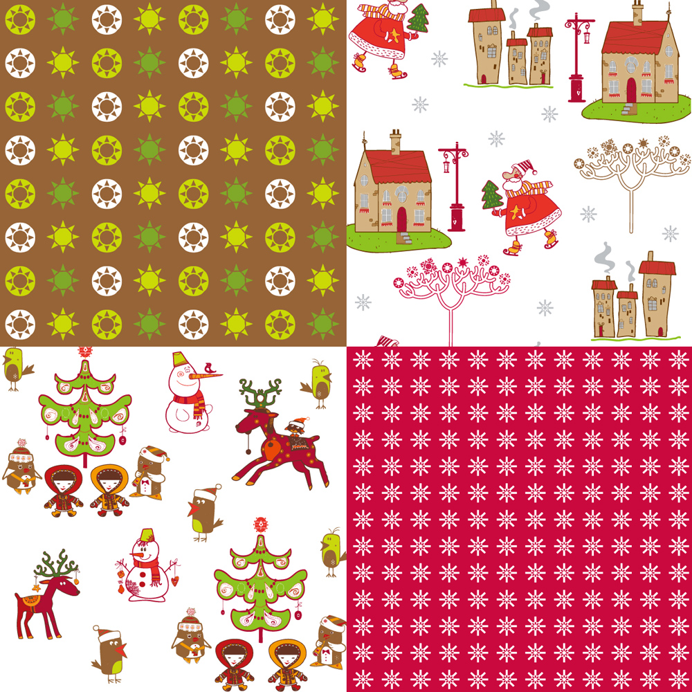 christmas pattern templates flat classical elements decor