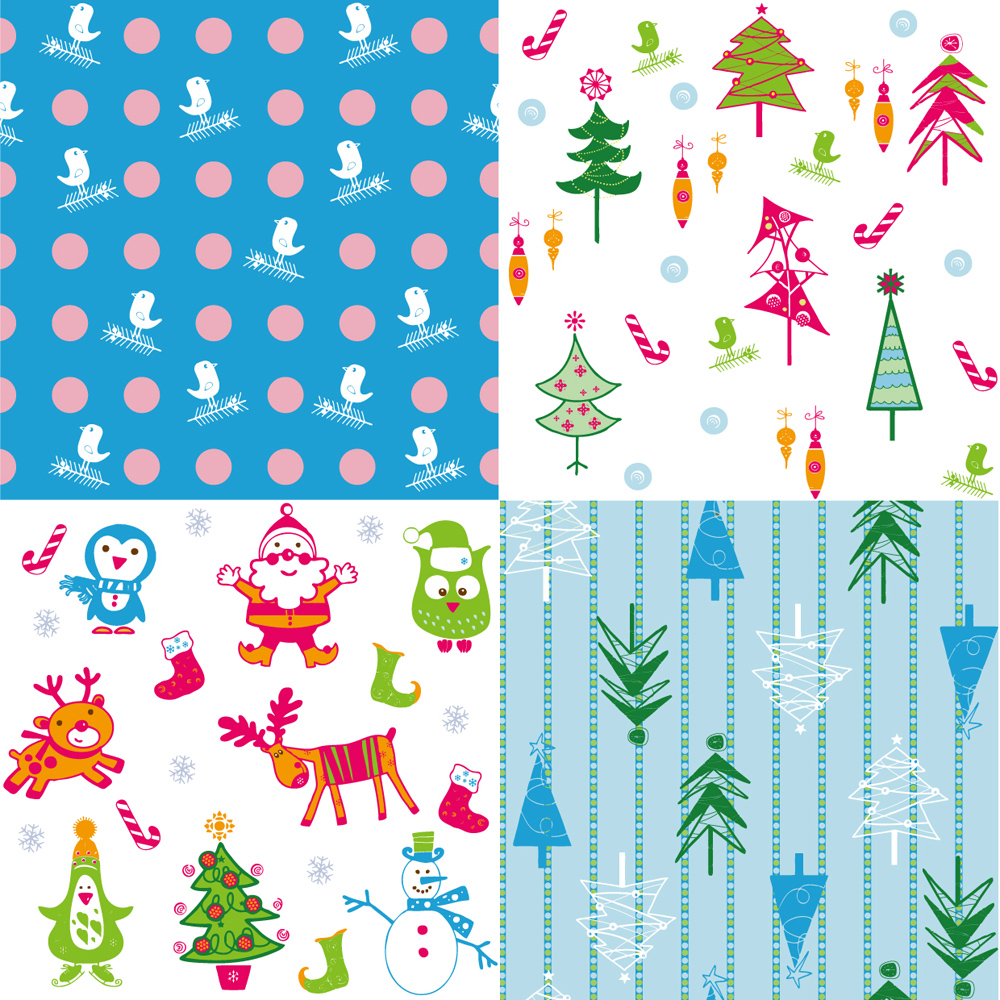 xmas pattern templates flat colorful classic symbols sketch