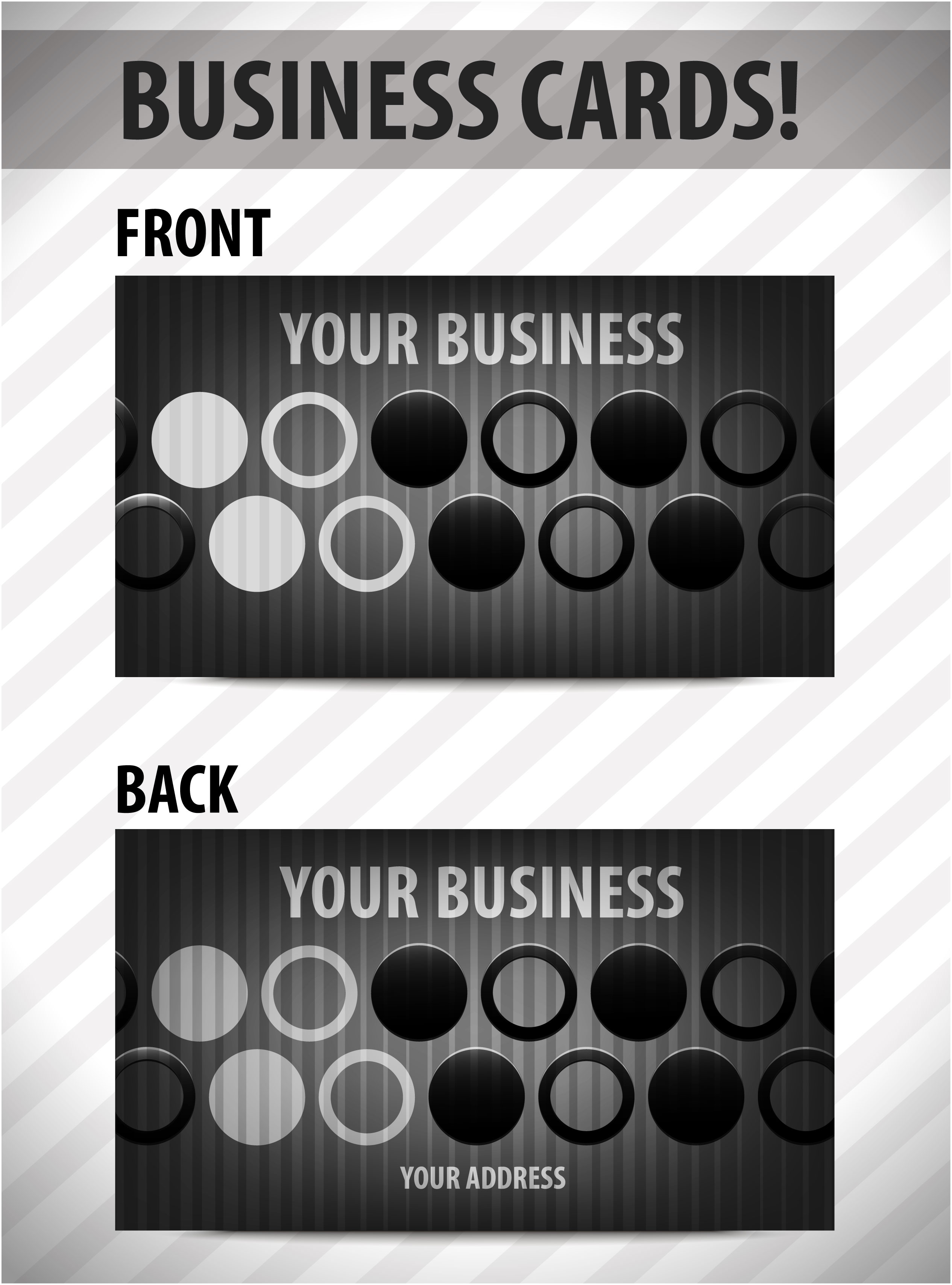 business card templates black white flat circles decor