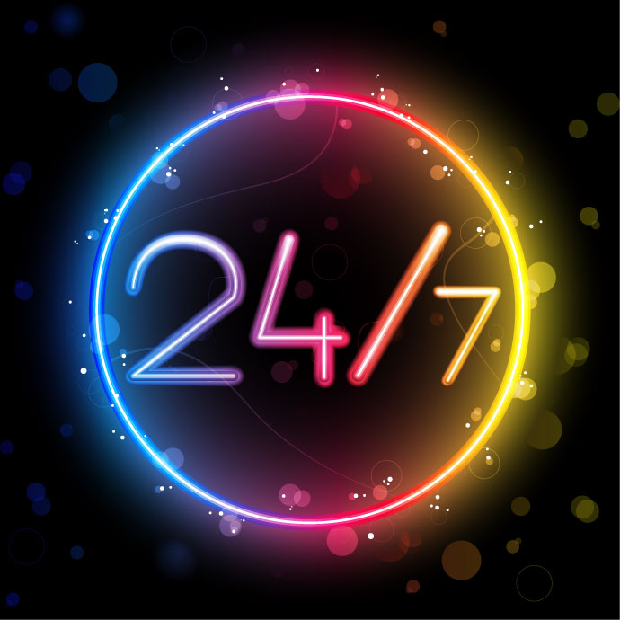 neon light banner dark sparkling circle number decor